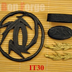 Japanese Samurai Sword Bamboo Leaf Theme Iron Tsuba Koshira Fuchi Memuki